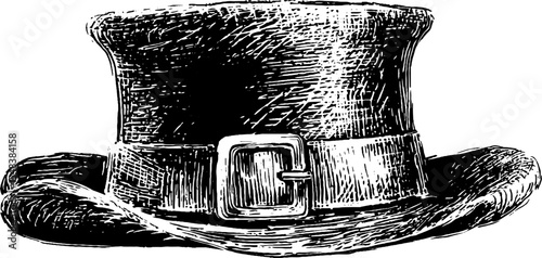 Leprechaun hat with buckle black and white sketch for saint patrick's day design