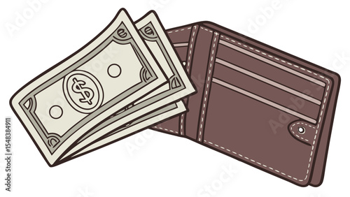 wallet with dollars - Finance and Money Concept Illustration

