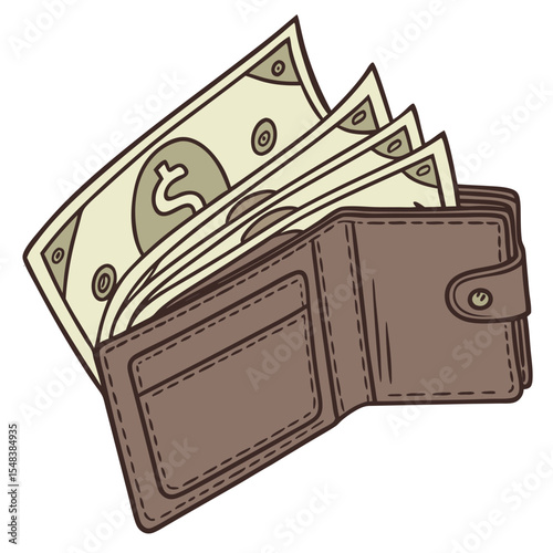 Open Wallet with Dollar Bills - Finance and Money Concept Illustration

