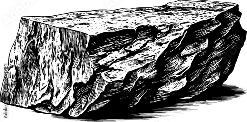 Detailed sketch of rough granite block with speckled grain texture for design and decor