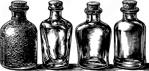Vintage bourbon bottle collection with wax seal design for labels and decor