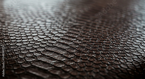 Close up shot of dark reptile skin with a repeating pattern of scales in a textured surface