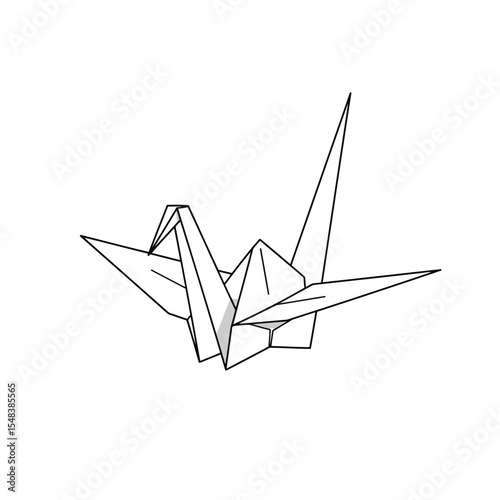 Geometric origami paper crane symbolizing peace