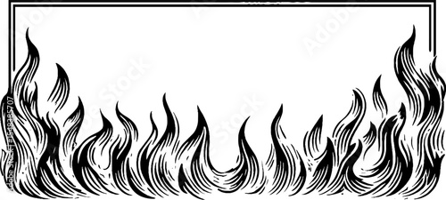 Vintage torch flame rectangular frame design for decoration and graphic projects