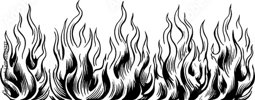 Elegant black and white torch flame banner design for decorative headers