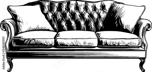 Glamorous upholstery fabric with button tuft design for elegant interior