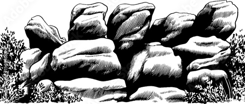 Volcanic rock cluster with ash layers for nature and geological design