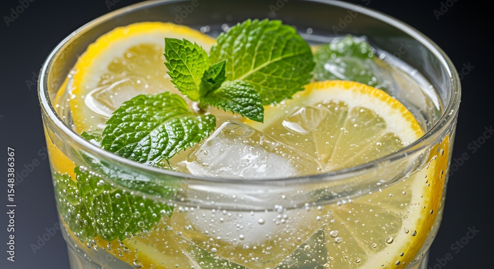 Fototapeta premium Refreshing Lemon Mint Spritzer with Ice