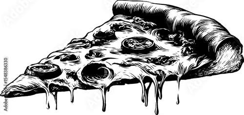 Wood fired pizza slice with toppings and pizza cutter design