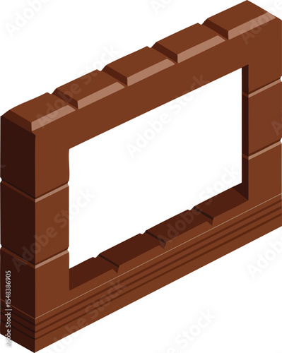 Isometric brown brick wall frame construction block vector illustration for building design and architecture projects 
