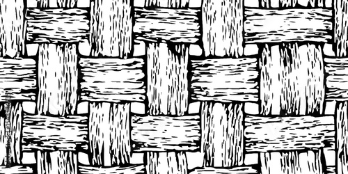 Seamless black and white woven basket crosshatch pattern for design