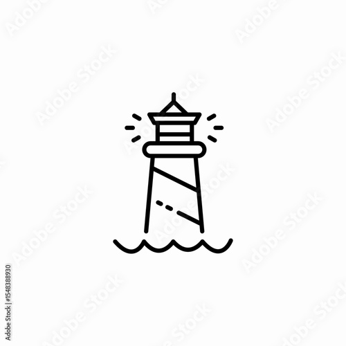 shining sea lighthouse icon sign vector