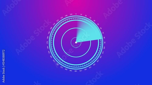 Radar screen animation. Signal transmitted sonar radar. Radar point to detect enemy position. Radar animation cyan color on black ...