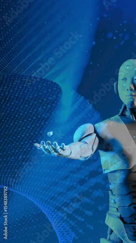 the robot with the brain illustration in the hand