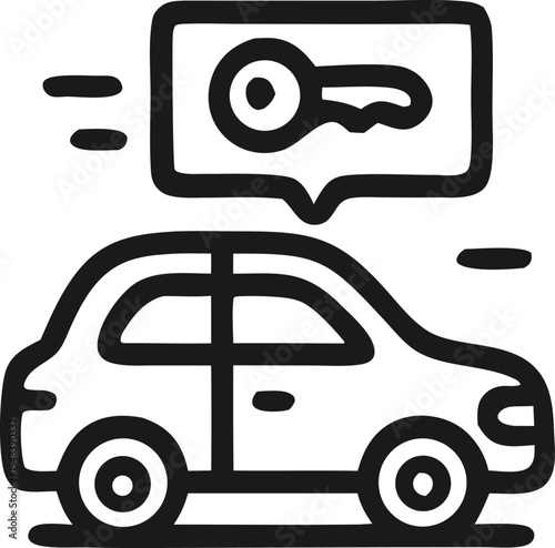 Car Rental Service with Key Outline Icon