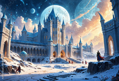 Elizabethan University in a Ice desert Fantasy Scene