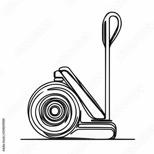 Outline of a sleek scooter with a single wheel and handle  