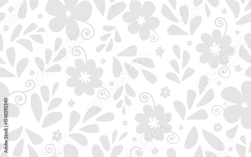 Floral seamless pattern silhouette white fabric texture hand drawn ornamental decorative creative abstract flower leaf vector illustration design