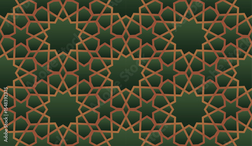 Islamic seamless pattern colorful gold green 3d texture geometric decorative ornamental muslim islam vector fabric textile paper print