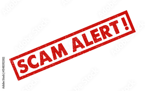 Scam Alert red ink rubber stamp grunge seal badge dusty effect vintage retro style sign symbol warning caution fraud alert case investigation cheat crime private information