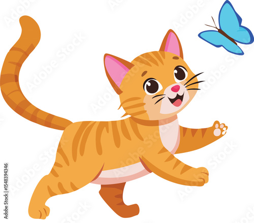 Playful Kitten Chasing Butterflie