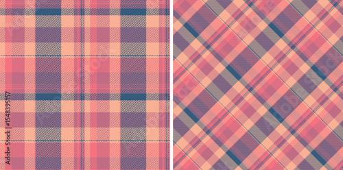 Dual pastel plaid patterns.  Soft, muted coral and dusty rose hues create a versatile design perfect for fashion, home decor, or web design.