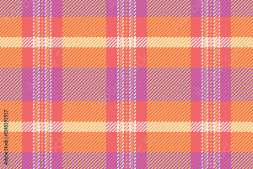 Vibrant coral, orange, and purple plaid pattern.  Perfect for textile design, fashion,  website backgrounds, or any project needing a cheerful, textured aesthetic.