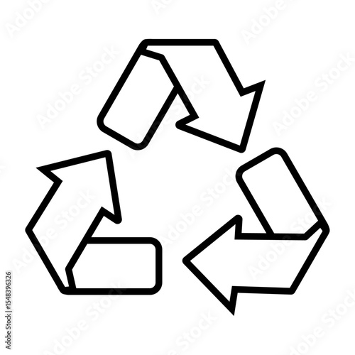 リサイクルマークを表す線画モノクロアイコン