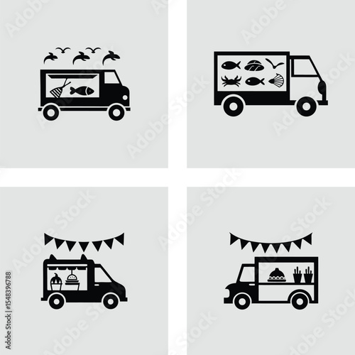 Fresh Seafood & Sweet Treats Mobile Food Truck Icons