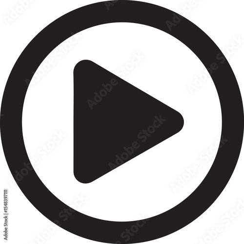 Simple and Bold Play Icon Graphic Design a Minimalist Vector Image in Black and White for Media and Presentations