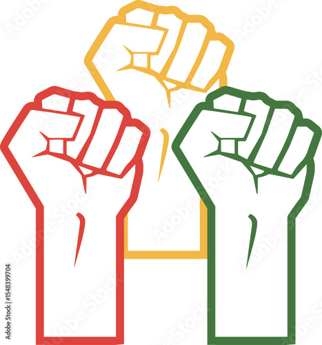 Three Raised Fists Illustration, Juneteenth Three Fists