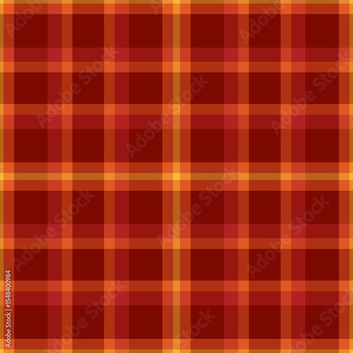Warm plaid pattern in reds and oranges. Great for backgrounds, textiles, or adding a cozy, autumnal touch to designs. Versatile and eyecatching.