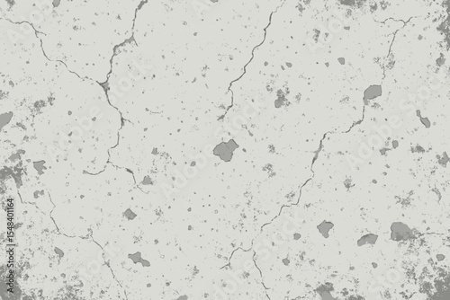 Abstract weathered cement texture for architectural background. Grunge cracked concrete wall surface. Old gray industrial backdrop with damage. Vector urban stone wallpaper design.