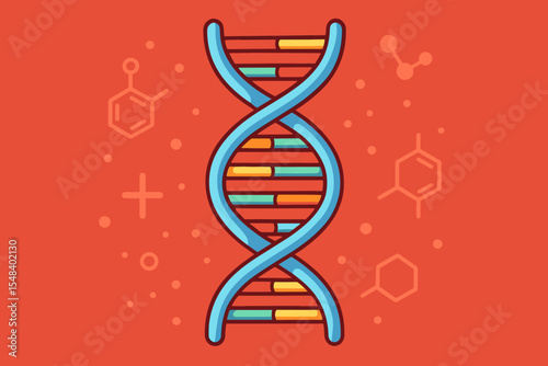 DNA molecule double helix structure vector cartoon illustration. Science and biochemistry concept background. Genetic code, chromosome, and heredity research for medicine and technology.