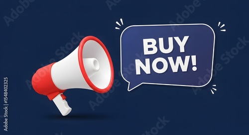 megaphone with buy now speech bubble illustration