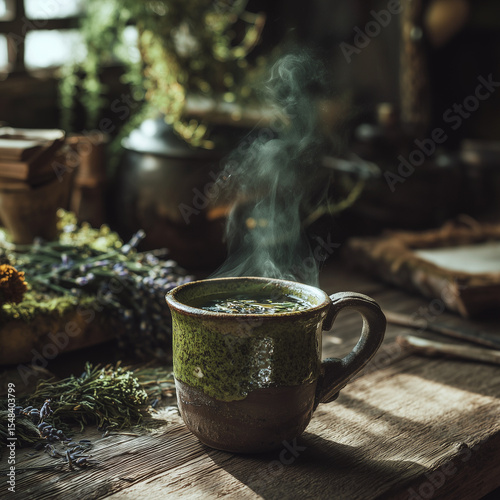 herbal tea in ceramic mug