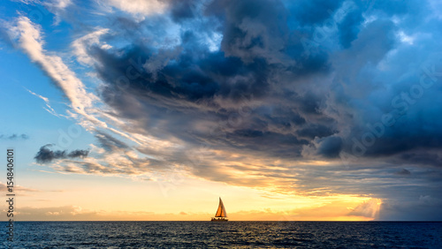 Sailboat Storm Ocean Sunset Faith Hope Freedom Challenge Journey Adventure Dramatic Ominous Inspirational Approaching Stormy Clouds Landscape