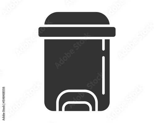 Clean, minimalist icon of a dark trash can. Symbolizes waste management, organization, and decluttering. Great for app design, web graphics or infographic projects.