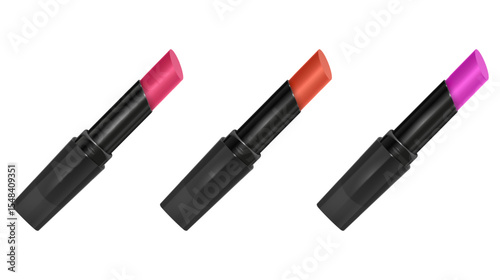 Lipstick Collection Three Vibrant Colors on White