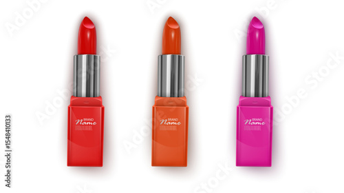 Lipstick Collection Three Vibrant Colors on White