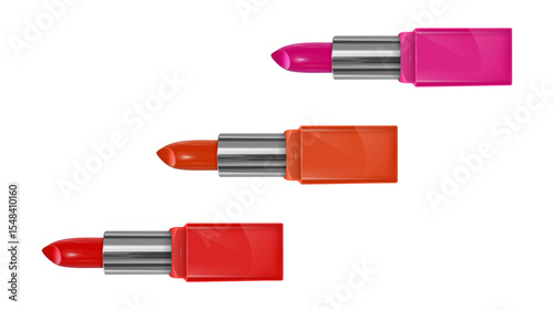 Lipstick Collection Three Vibrant Colors on White
