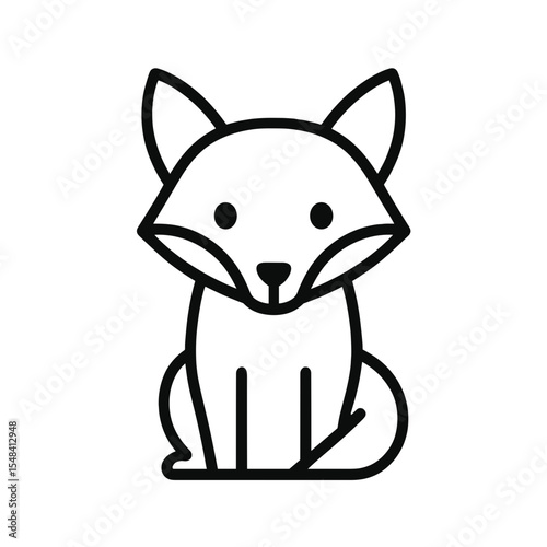 Minimalist Fox Line Icon – Cute Wild Animal Outline Symbol