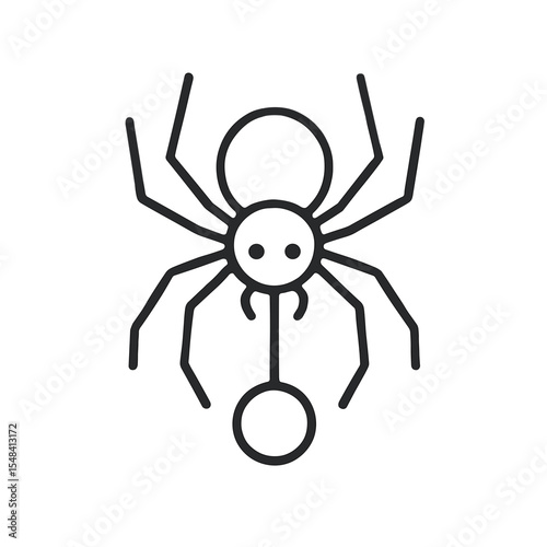 Minimalist Spider Line Icon – Insect Outline Symbol in Black