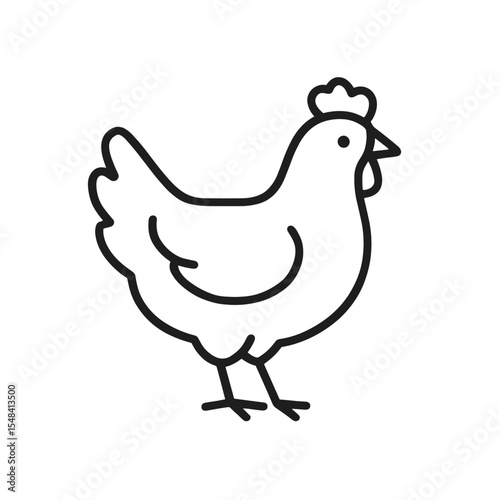Minimalist Chicken Line Icon – Farm Bird Outline Symbol