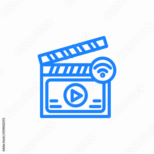 clapperboard video wifi icon sign vector