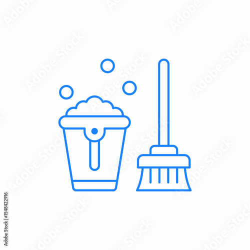 cleaning mop bucket icon sign vector