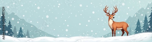 Deer standing in the snow with trees in the background