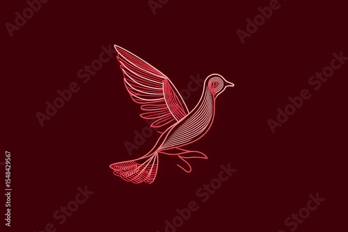 Single line bird vector logo design with wing details emphasizing freedom