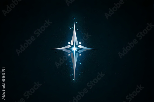 Celestial achievement star vector logo design, silver and blue colors with constellation