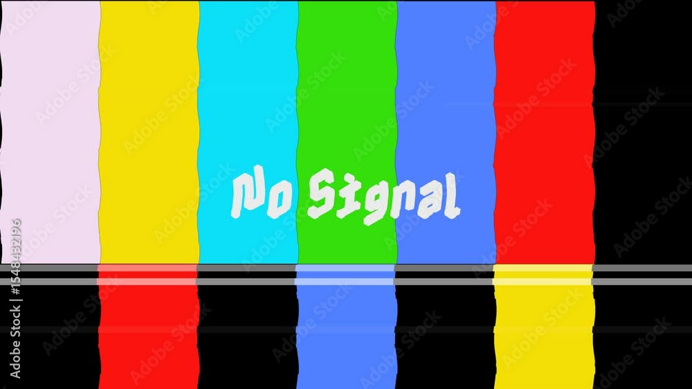 no signal old tv color bars. Old CRT TV color rendering test with text - NO SIGNAL. 4k